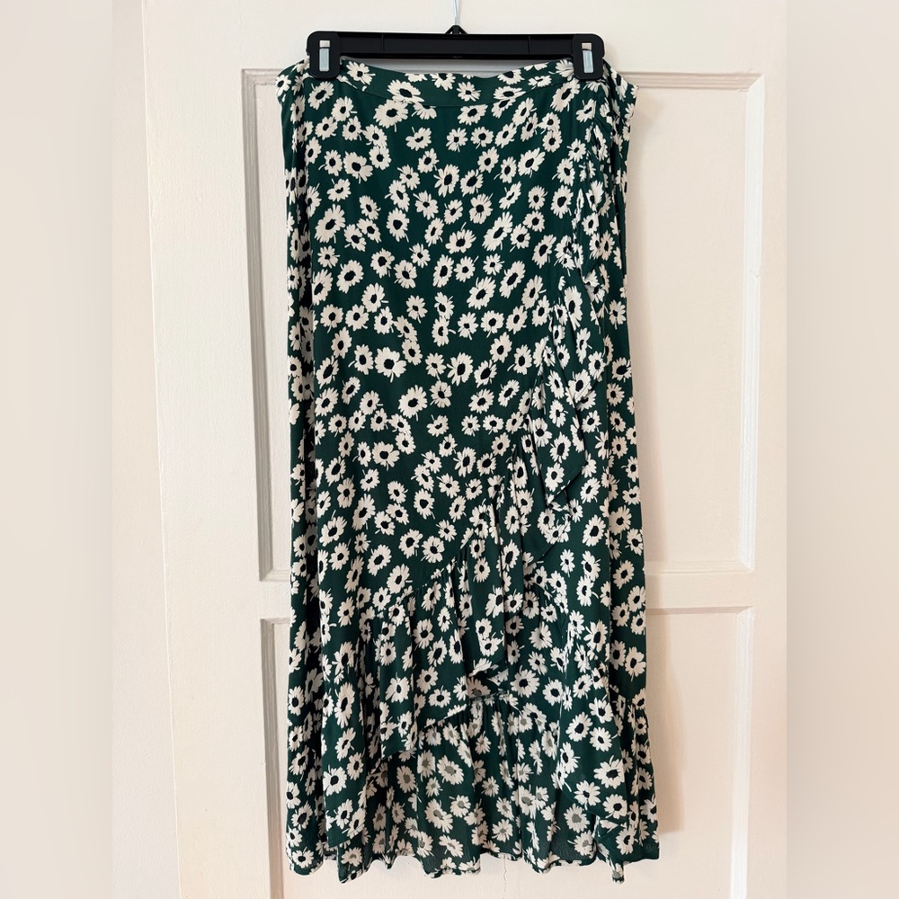 Rails Green and White Floral High-Low Skirt